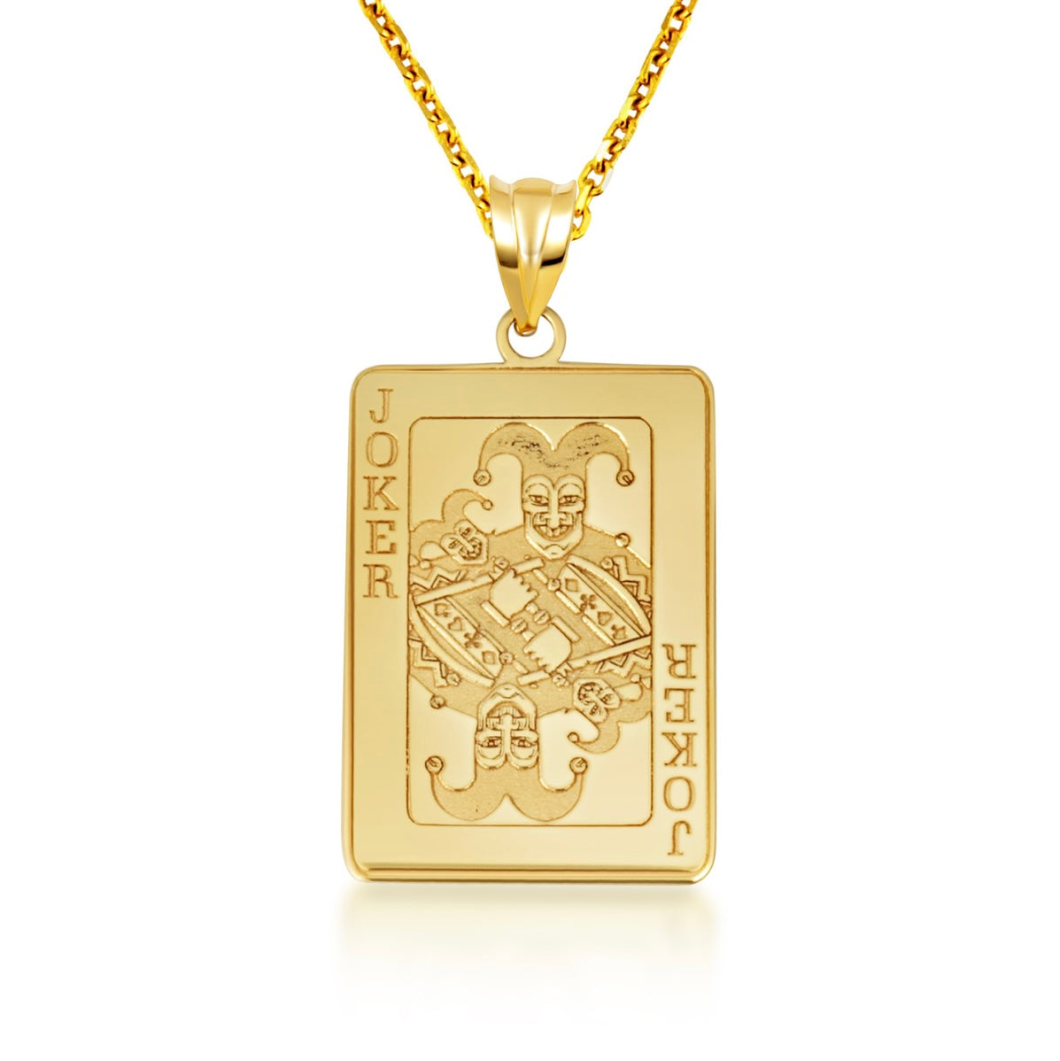 Gold Personalized Name Engraved Joker Playing Card Poker Charm Pendant Chain