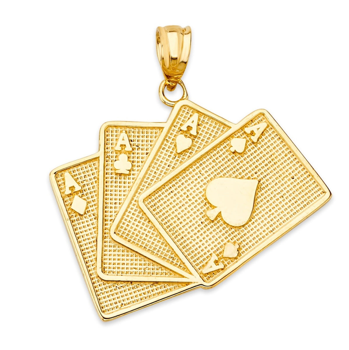 Four Of A Kind Aces Card Pendant Chain in Gold