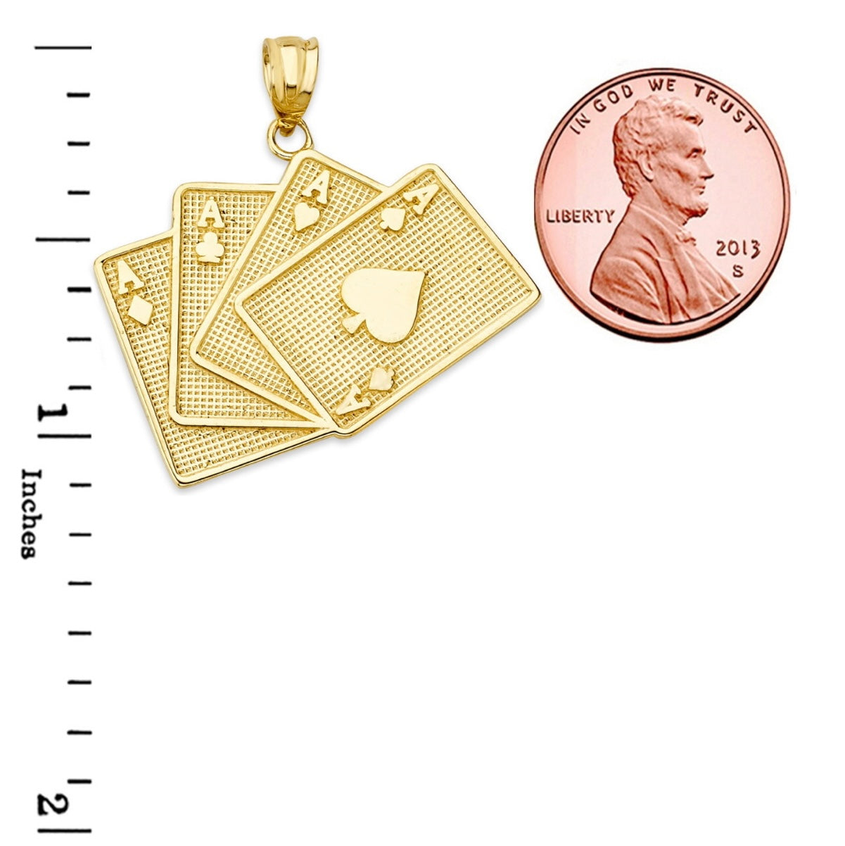 Four Of A Kind Aces Card Pendant Chain in Gold