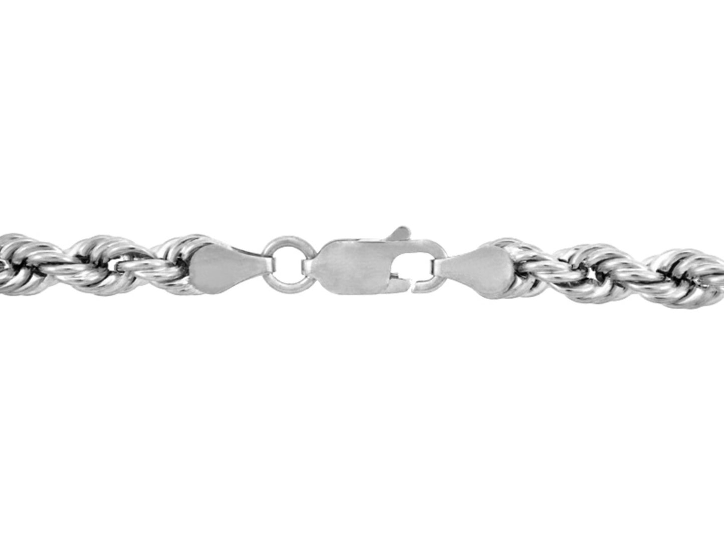 3mm 10K White Gold Diamond Cut Rope Twisted Hollow Chain Link