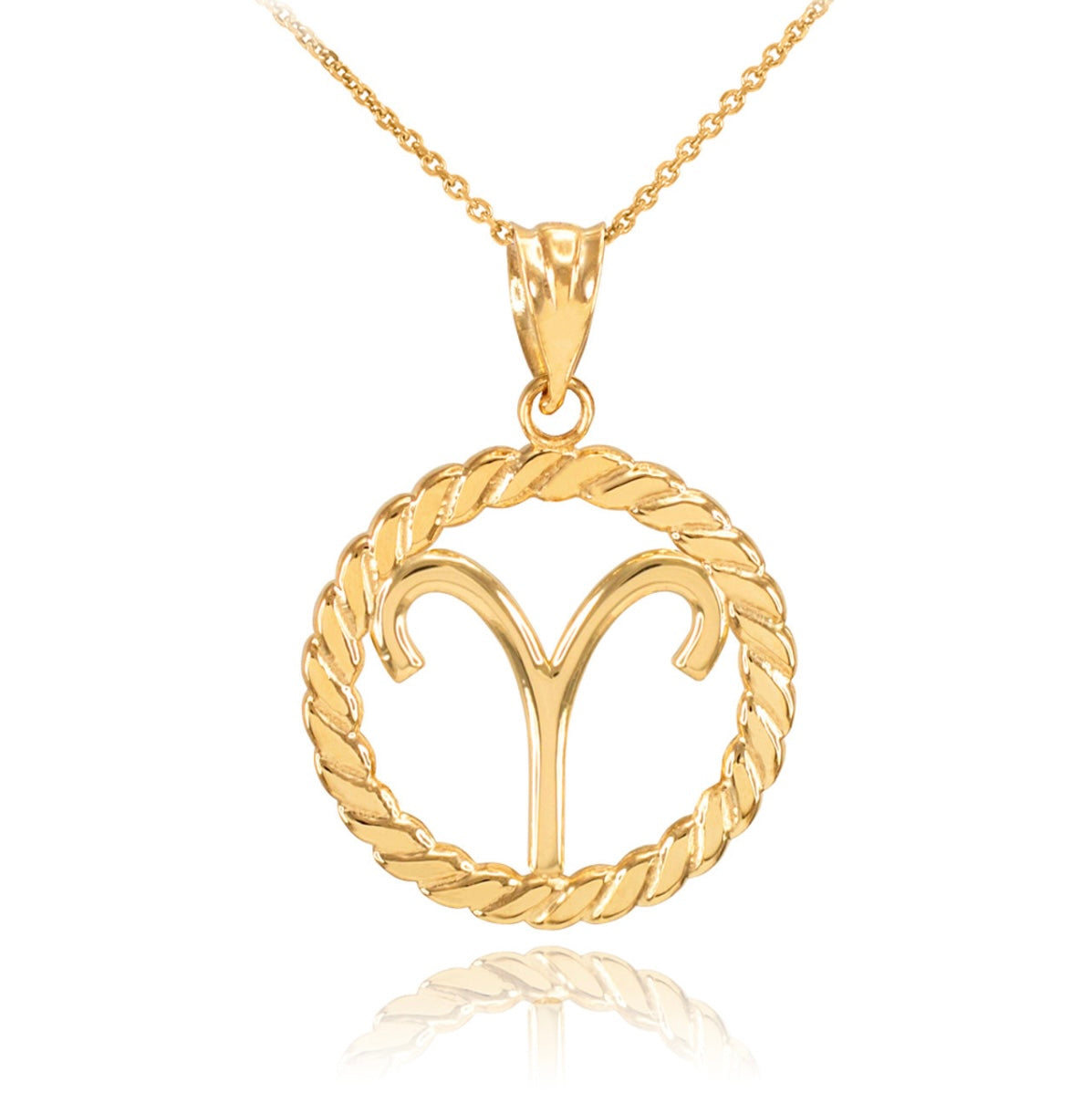 12 Gold Astrological Zodiac Sign In Circle Rope Pendant Chain