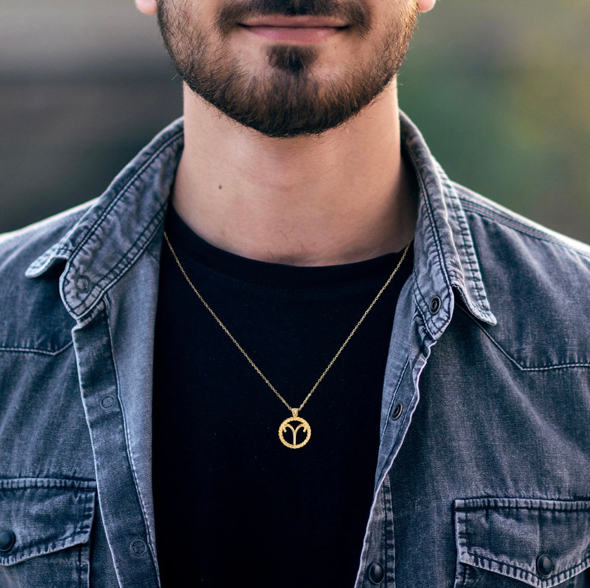 12 Gold Astrological Zodiac Sign In Circle Rope Pendant Chain
