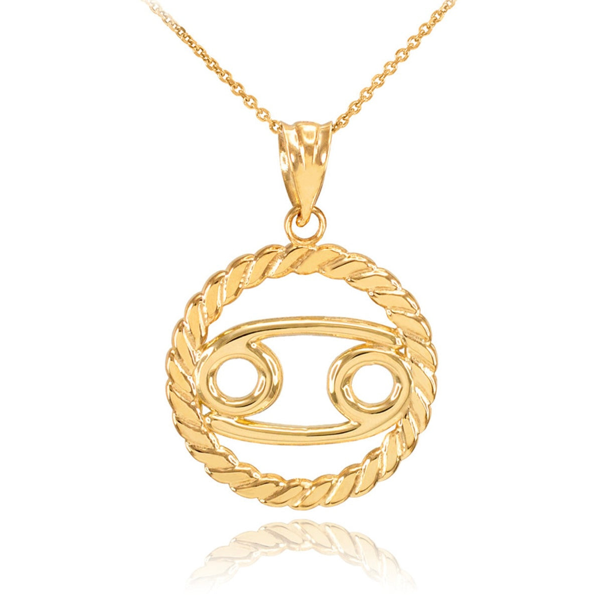 12 Gold Astrological Zodiac Sign In Circle Rope Pendant Chain