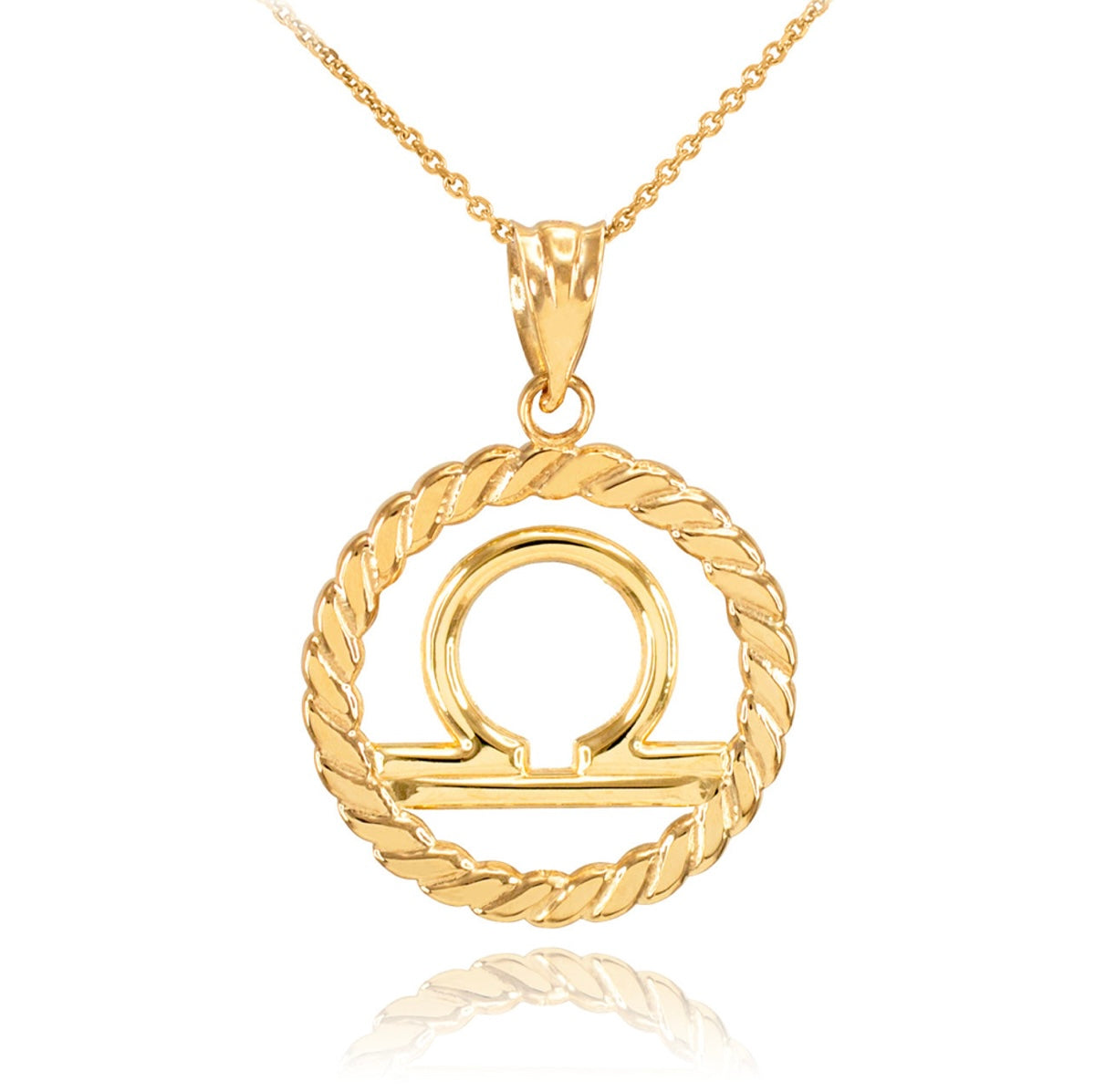 12 Gold Astrological Zodiac Sign In Circle Rope Pendant Chain