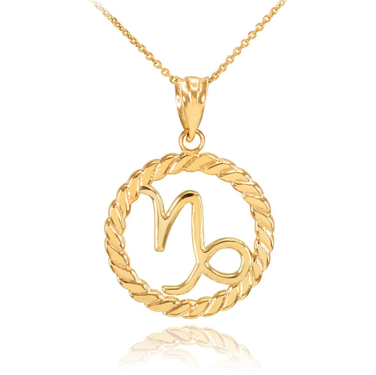 12 Gold Astrological Zodiac Sign In Circle Rope Pendant Chain