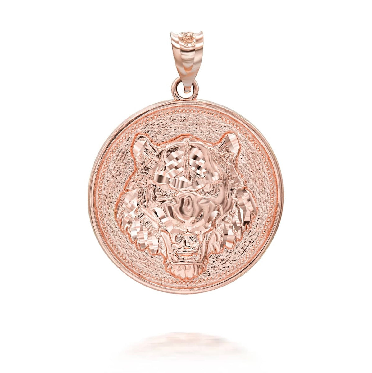 Gold Roaring Tiger Medallion Pendant Chain