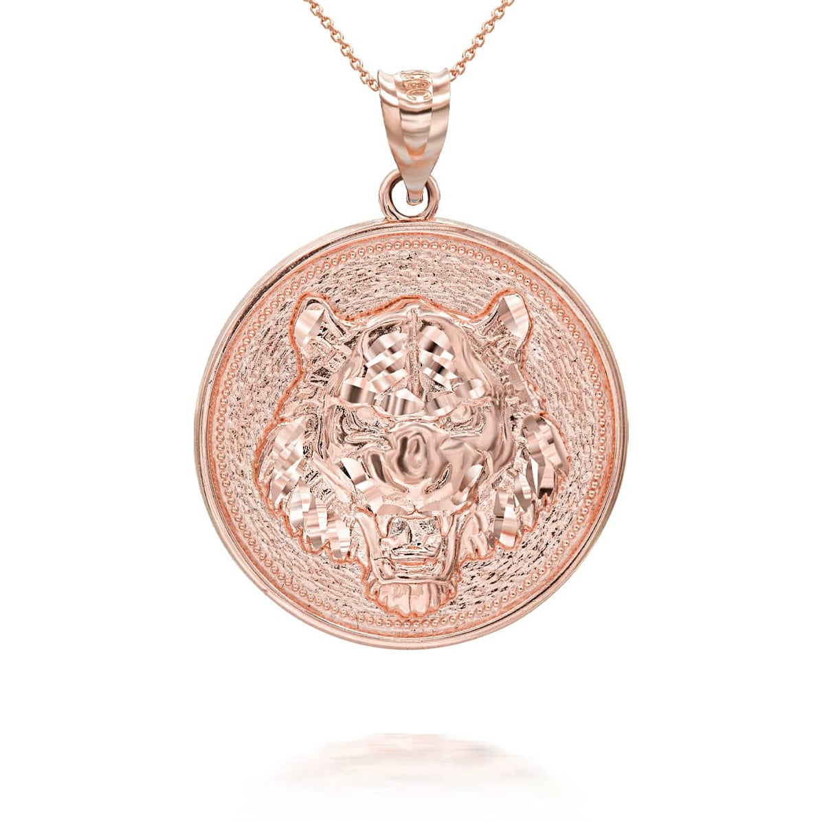 Gold Roaring Tiger Medallion Pendant Chain