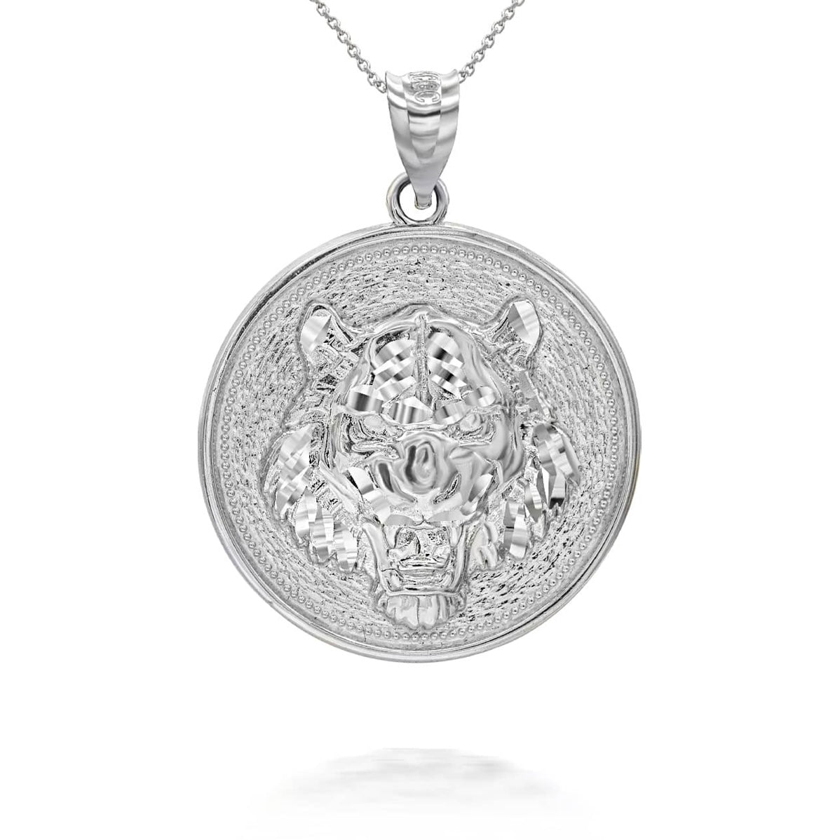 Gold Roaring Tiger Medallion Pendant Chain