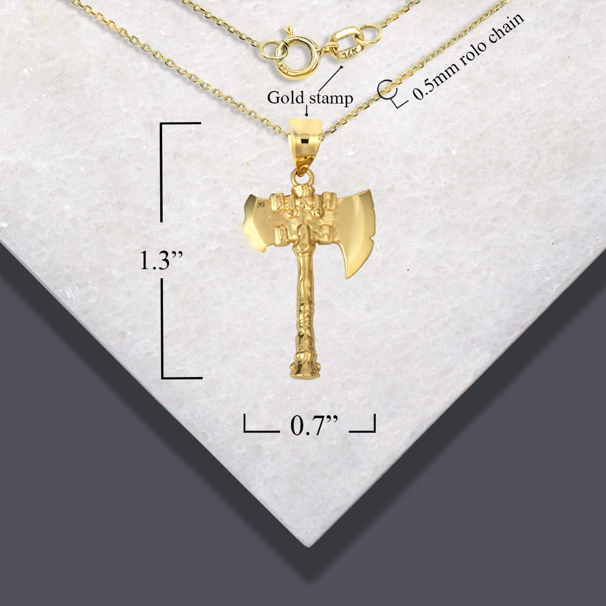 Gold Viking Battle Axe Norse Pendant Chain