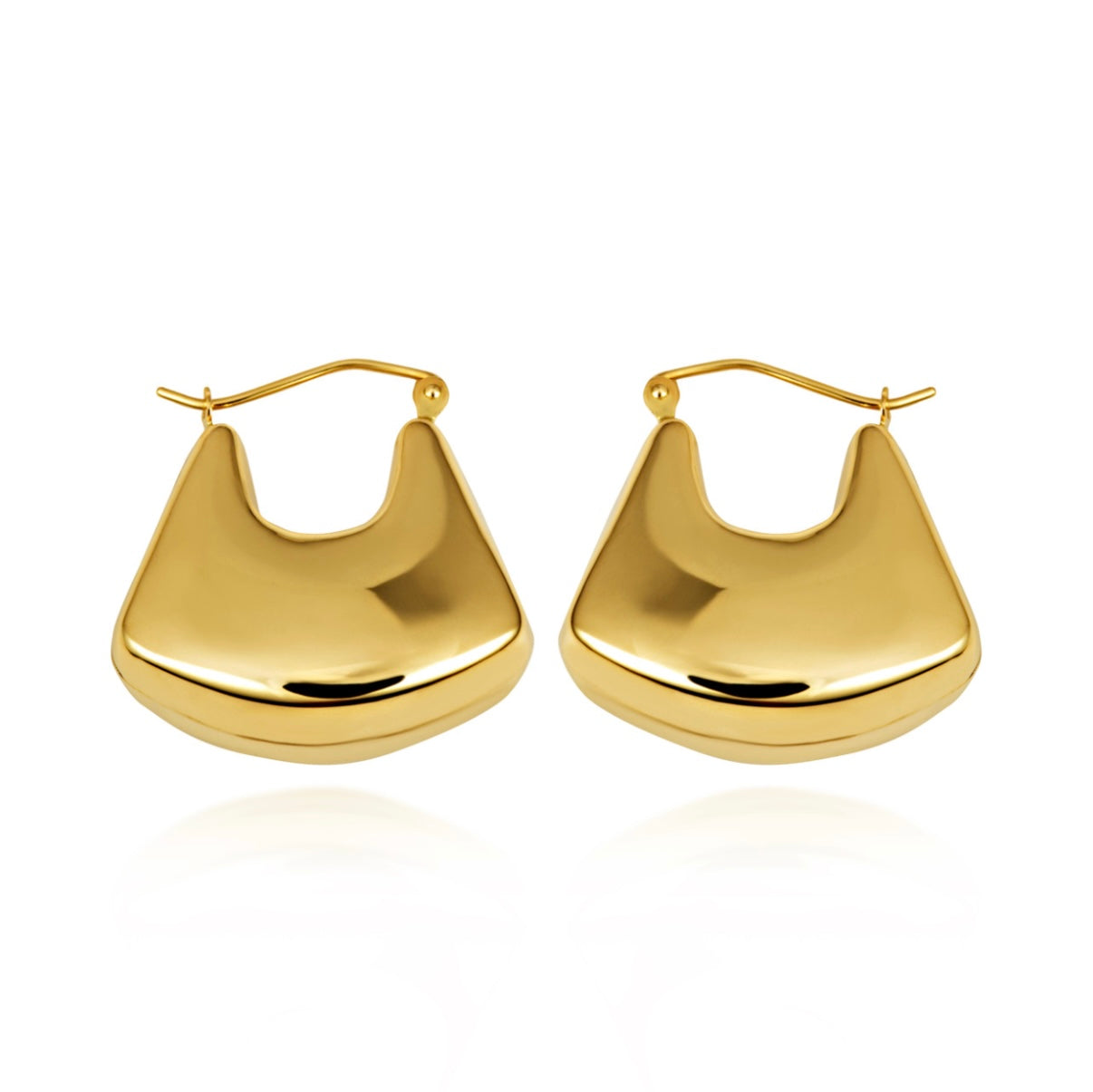 Yellow Gold Purse Hoop Earrings