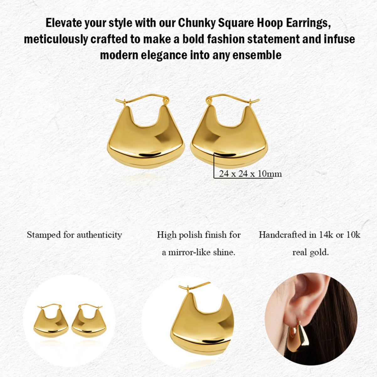 Yellow Gold Purse Hoop Earrings