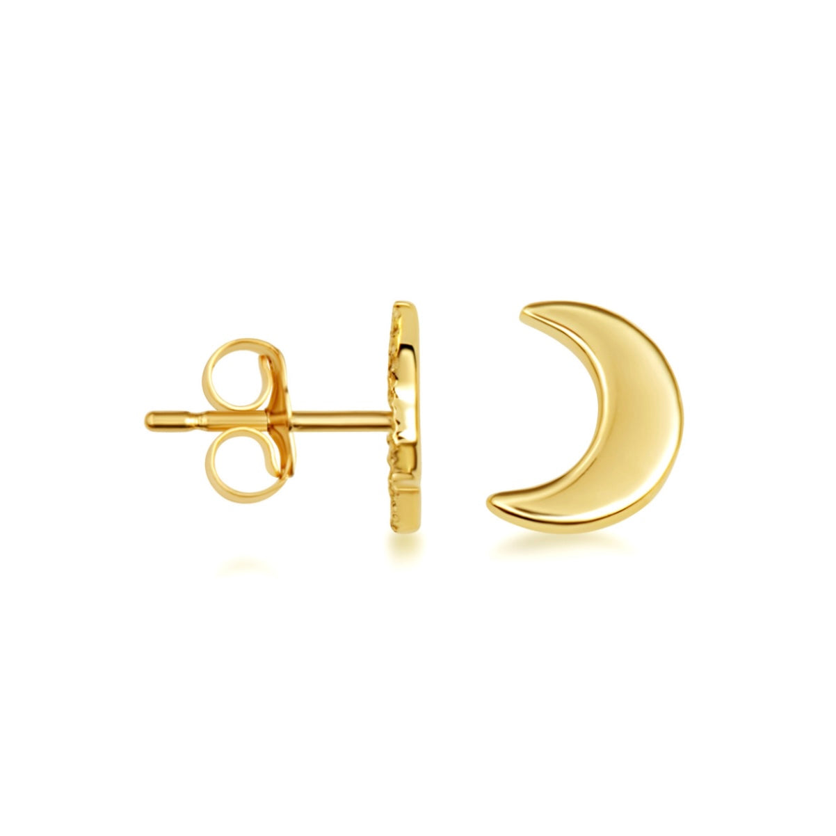 Yellow-Gold Celestial Moon Stud Earrings