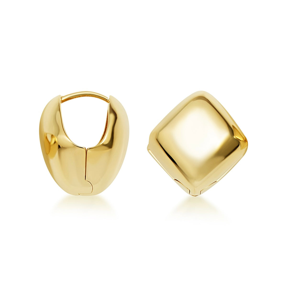 14K Yellow-Gold Chunky Square Huggie Hoop Earrings