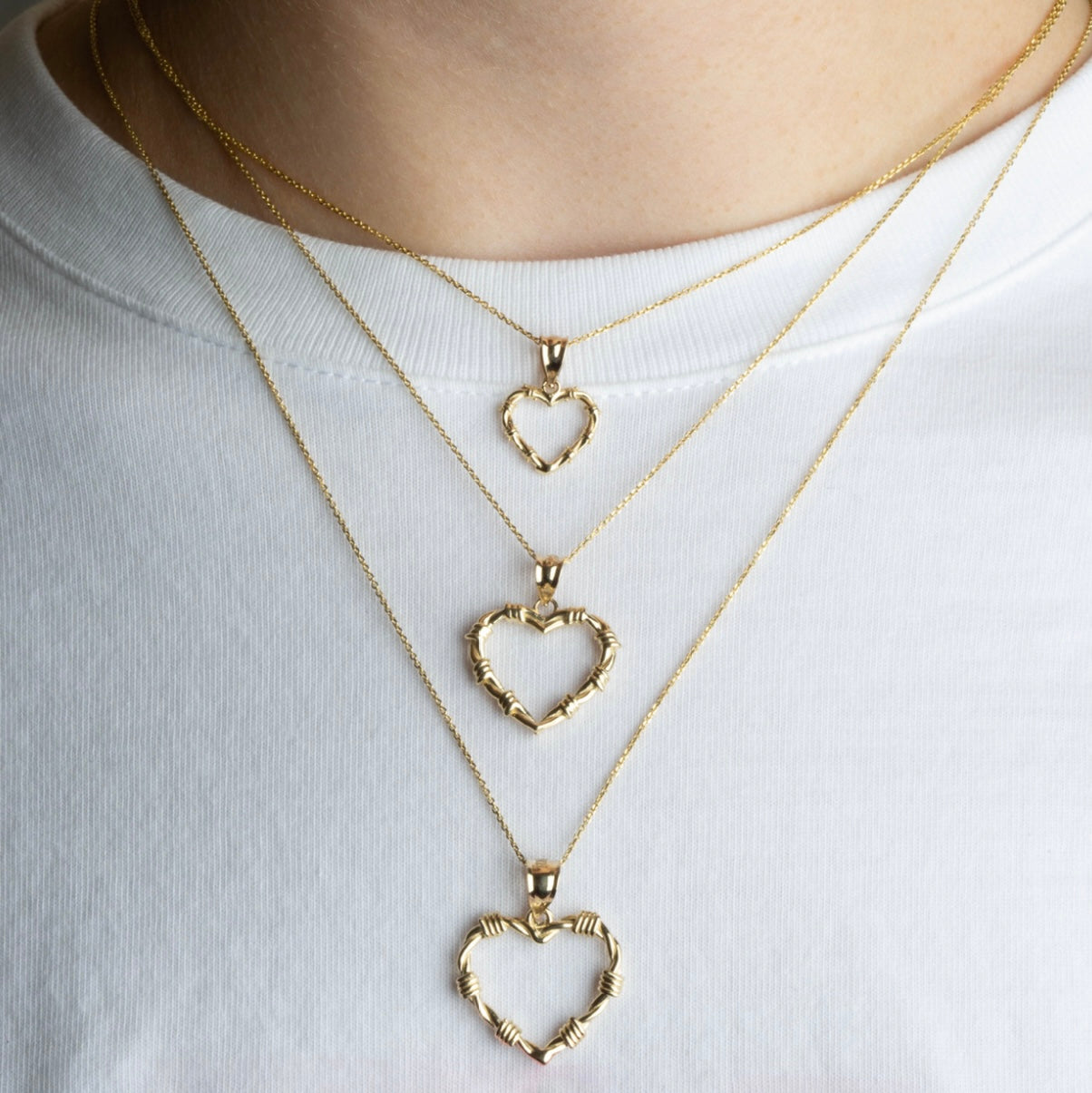 Gold Heart Crown Of Thorns Jesus Christ Pendant Necklace XS/S/M/L/XL