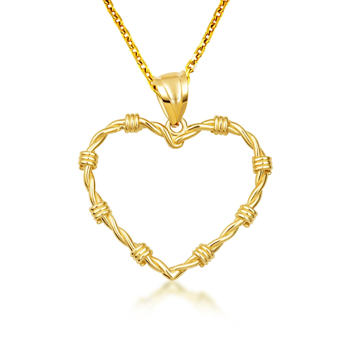 Gold Heart Crown Of Thorns Jesus Christ Pendant Necklace XS/S/M/L/XL