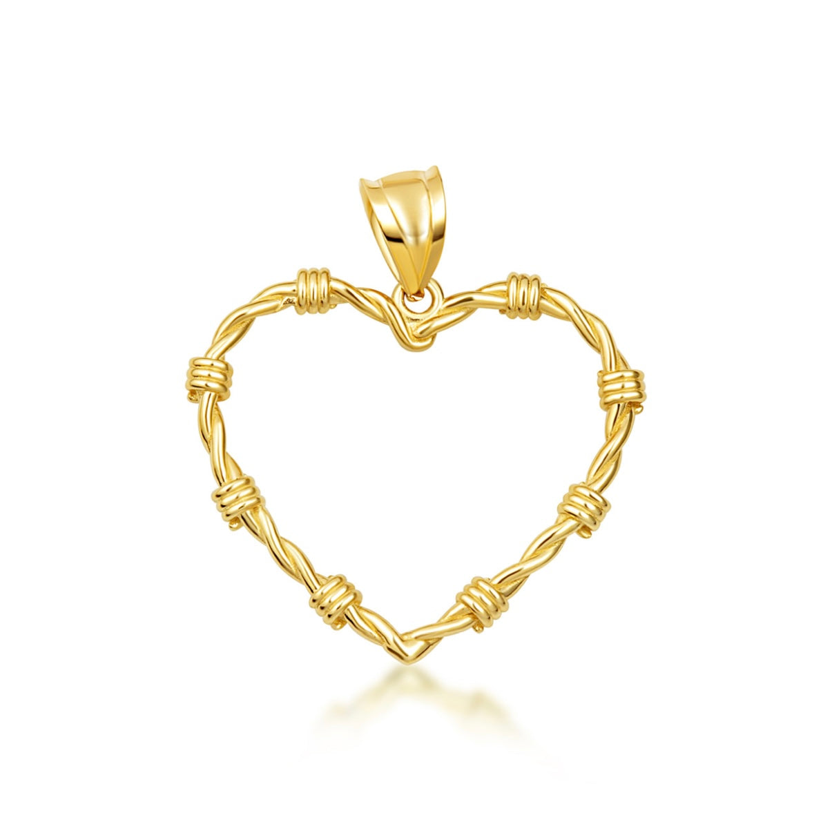 Gold Heart Crown Of Thorns Jesus Christ Pendant Necklace XS/S/M/L/XL
