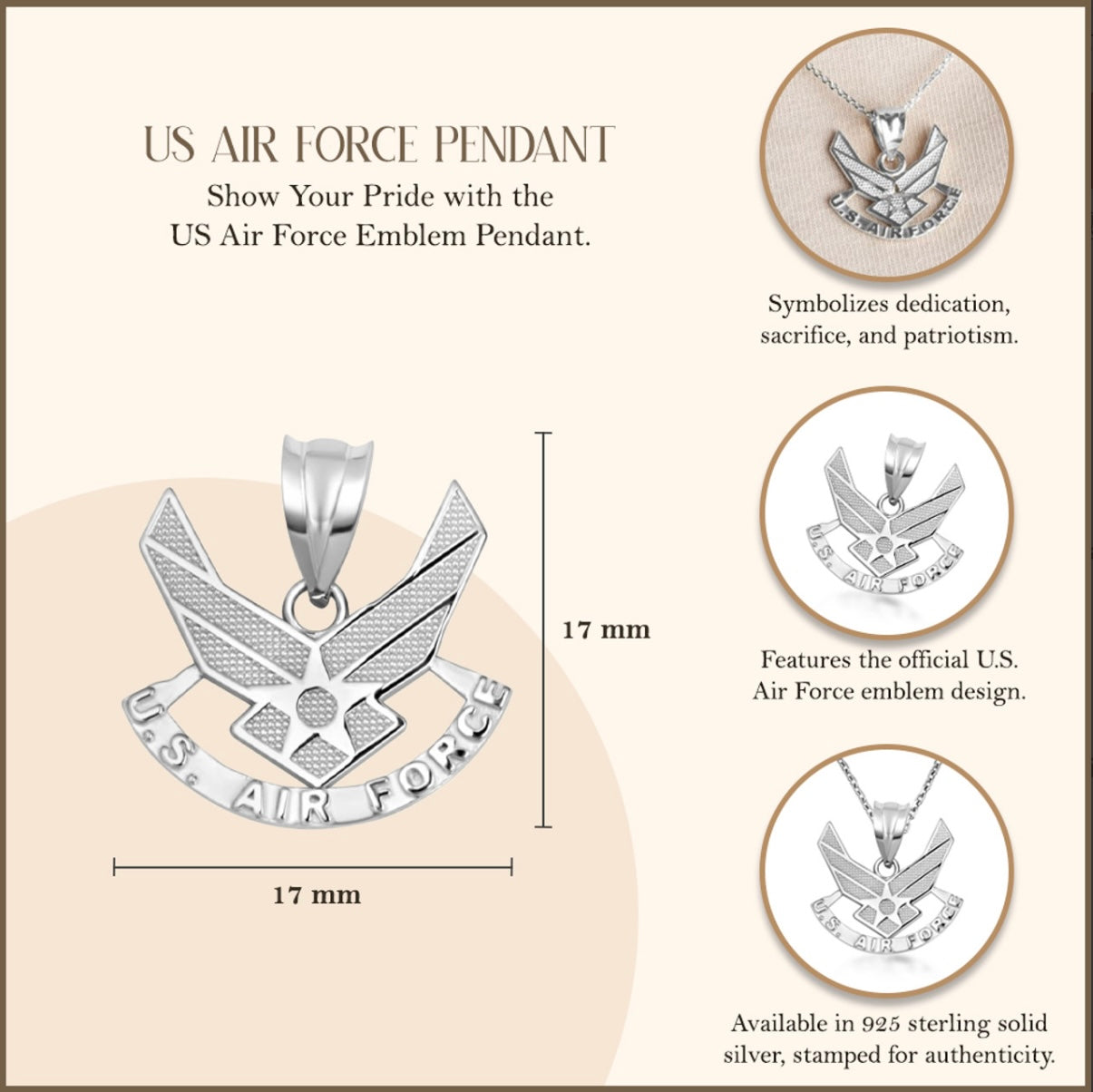 United States Air Force Emblem Pendant Chain