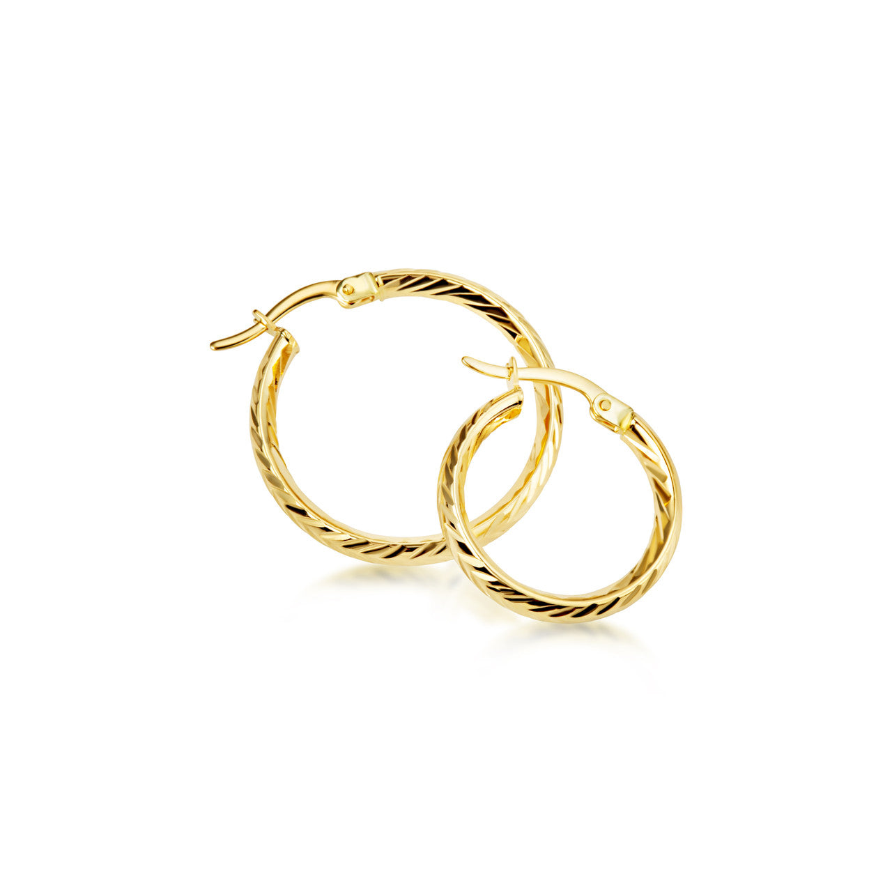 14K Yellow Gold Reversible Twisted Tube Hoop Earrings