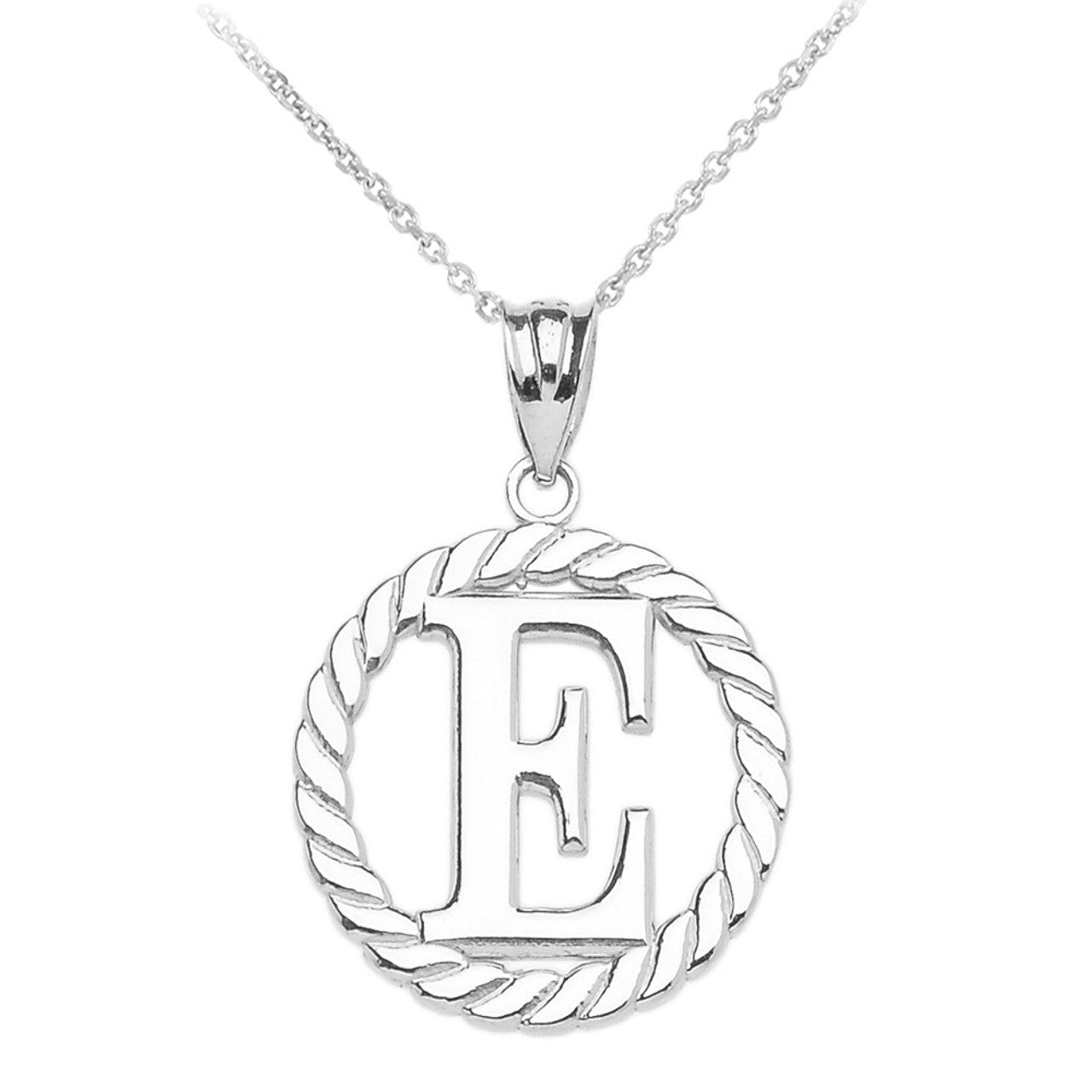 Sterling Silver "AZ" Initial in Rope Circle Pendant Chain