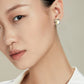 Flower Earrings Gold & Edging Blue