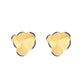 Flower Earrings Gold & Edging Blue