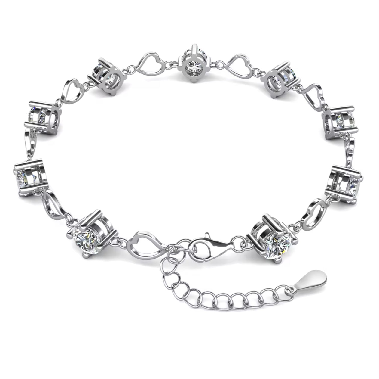 Heart motif bracelet in a variety of colors