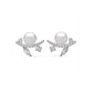 Leaf motif pearl earrings