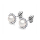 Flower motif pearl earrings
