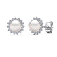 Flower motif pearl earrings