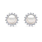 Flower motif pearl earrings