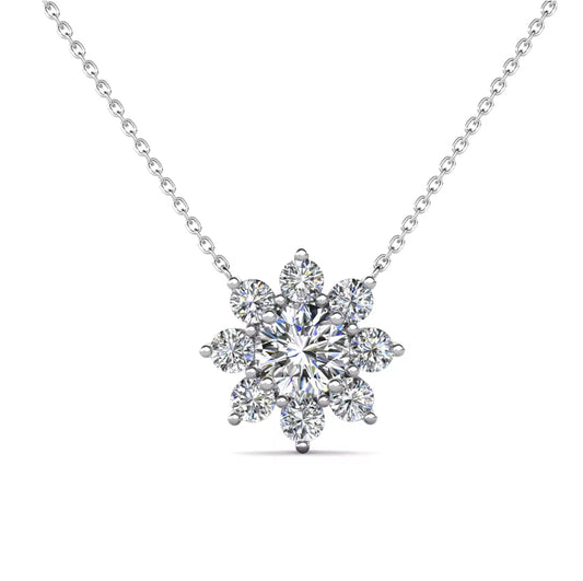 Moissanite Flower Necklace in Choice of Colors