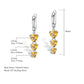 Citrine 3-row heart earrings