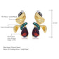 Garnet flower motif earrings