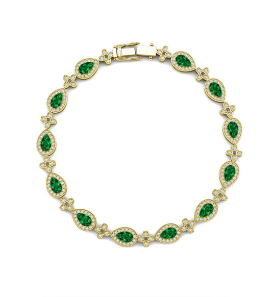 Emerald Cross Motif Tennis Bracelet