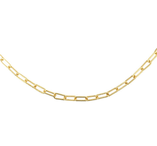 Gold Textured Paperclip Chain Link