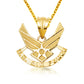 Gold United States Air Force Emblem Officially Licensed Pendant Chain
