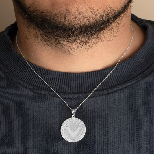 925 Sterling Silver United States Air Force Emblem Officially Licensed Medallion Pendant Chain