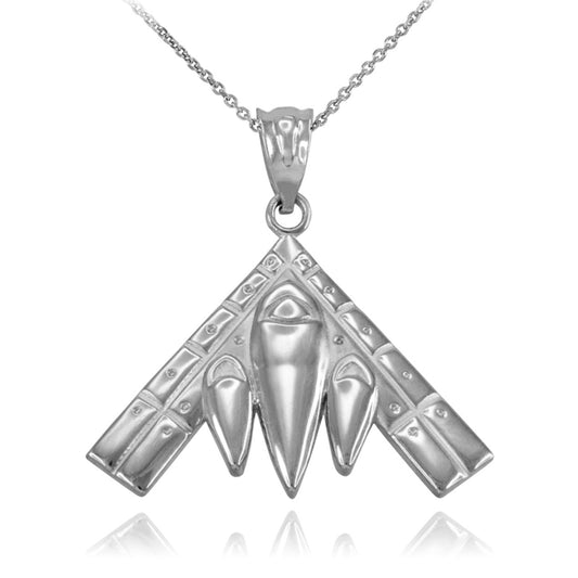 Sterling Silver Military Stealth Aircraft Pendant Chain