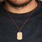 Yellow Gold Engravable Military ID Dog Tag Pendant Chain
