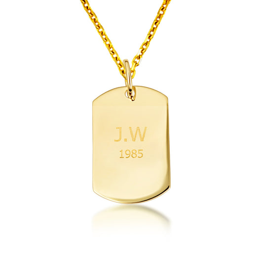 ゴールド 刻印可能なドッグタグネックレス