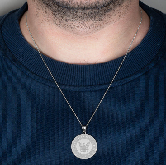 925 Sterling Silver United States Navy Eagle Emblem Officially Licensed Medallion