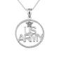 925 Sterling Silver Beaded United States Army Circle Pendant Chain