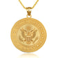 Gold US Army Debossed Coin Pendant Chain