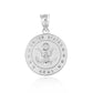 925 Sterling Silver United States Army Emblem Medallion & Pendant Chain