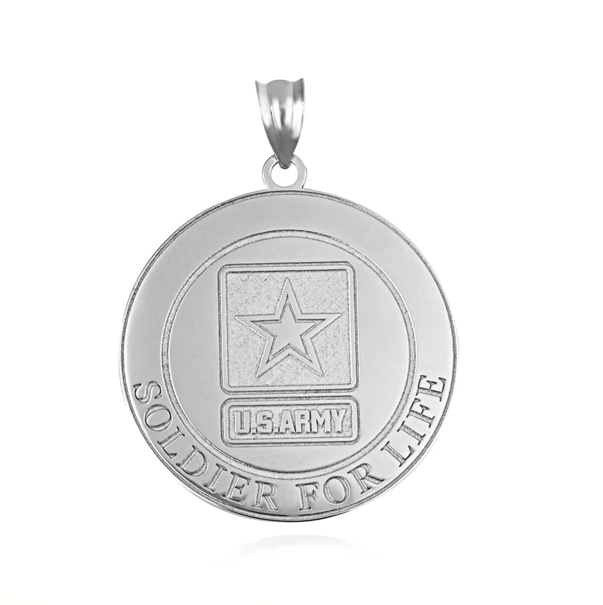 925 Sterling Silver United States Army Badge Medallion Engravable Pendant Chain