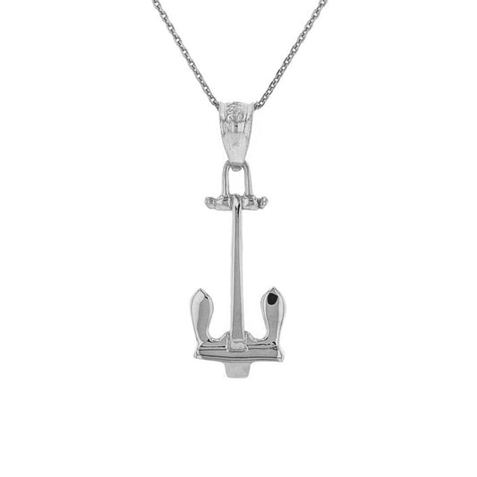 Sterling Silver 925 Stockless Anchor Pendant Chain