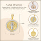 Two-Tone Gold Saint Benedict Cubic Zirconia Halo Medallion Pendant Chain