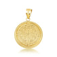 Two-Tone Gold Saint Benedict Cubic Zirconia Halo Medallion Pendant Chain