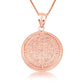 Two-Tone Gold Saint Benedict Cubic Zirconia Halo Medallion Pendant Chain