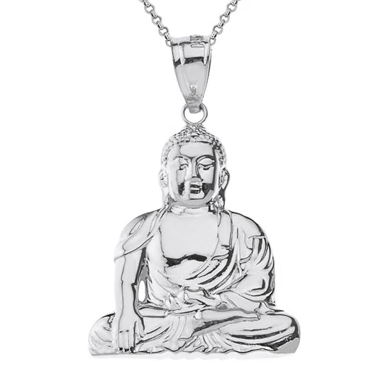 Sterling Silver Zen Buddhist Meditation Buddha Pendant Chain